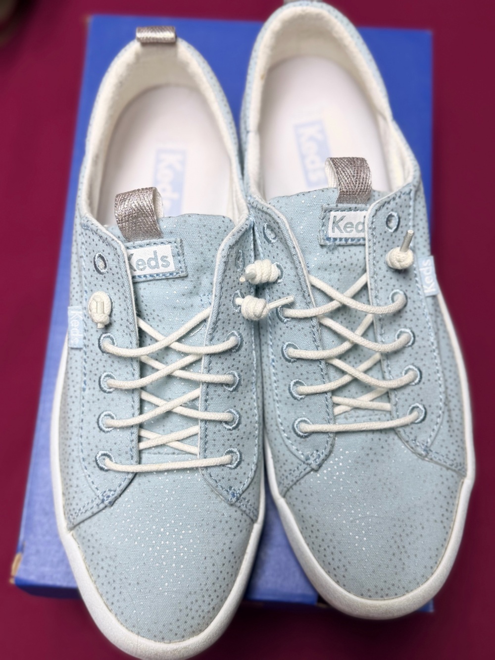 Keds Women's Light Blue Canvas Sneakers with Metallic Accents
